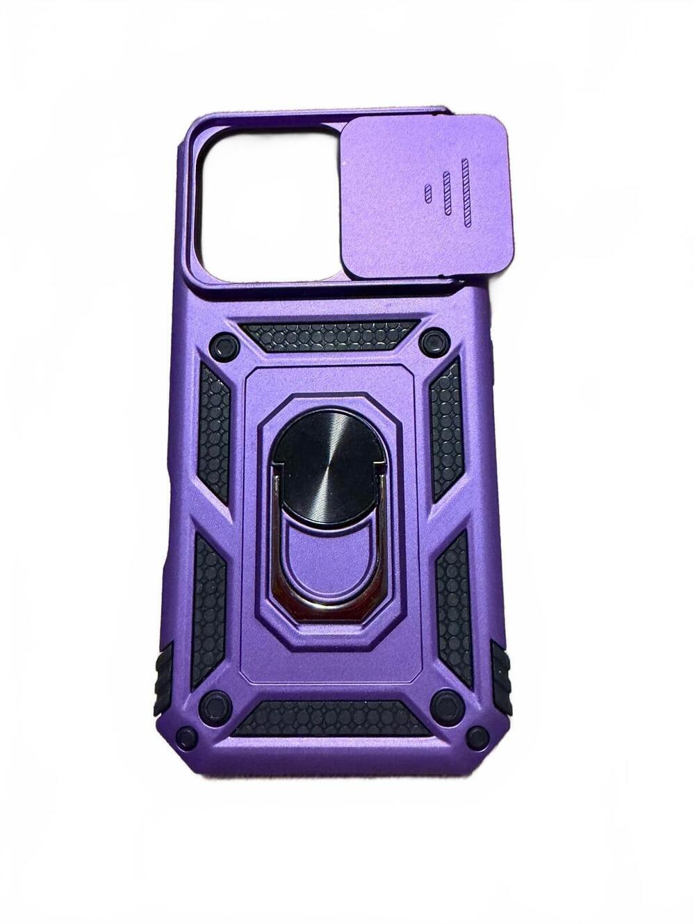 Iphone 16 Pro Purple Case with stand and lens protector